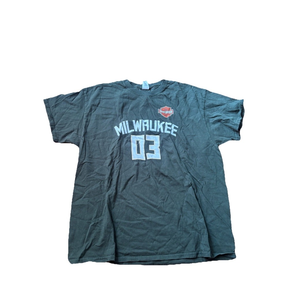 Harley-Davidson x Milwaukee Bucks T-Shirt Green Shirt Skeeve Men's XL